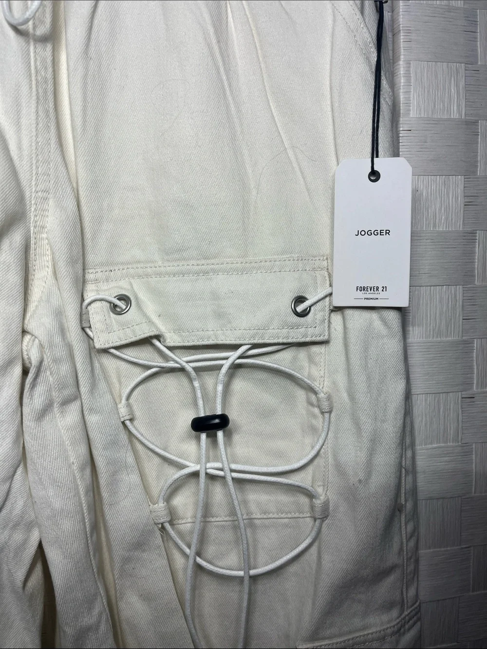 Forever 21 Off-White Lace-Up Cargo Pants Eye Catching Style